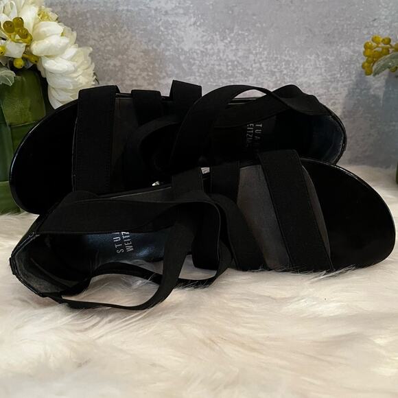 NEW Stuart Weitzman Crisscrossed Strap Ankle Flat Sandals Black Sz 5.5 NWOB - Picture 14 of 14